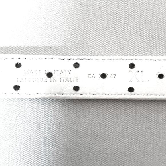 Talbots White Genuine Leather Belt XL Waist Decorative Punch Holes Throughout - Picture 9 of 11